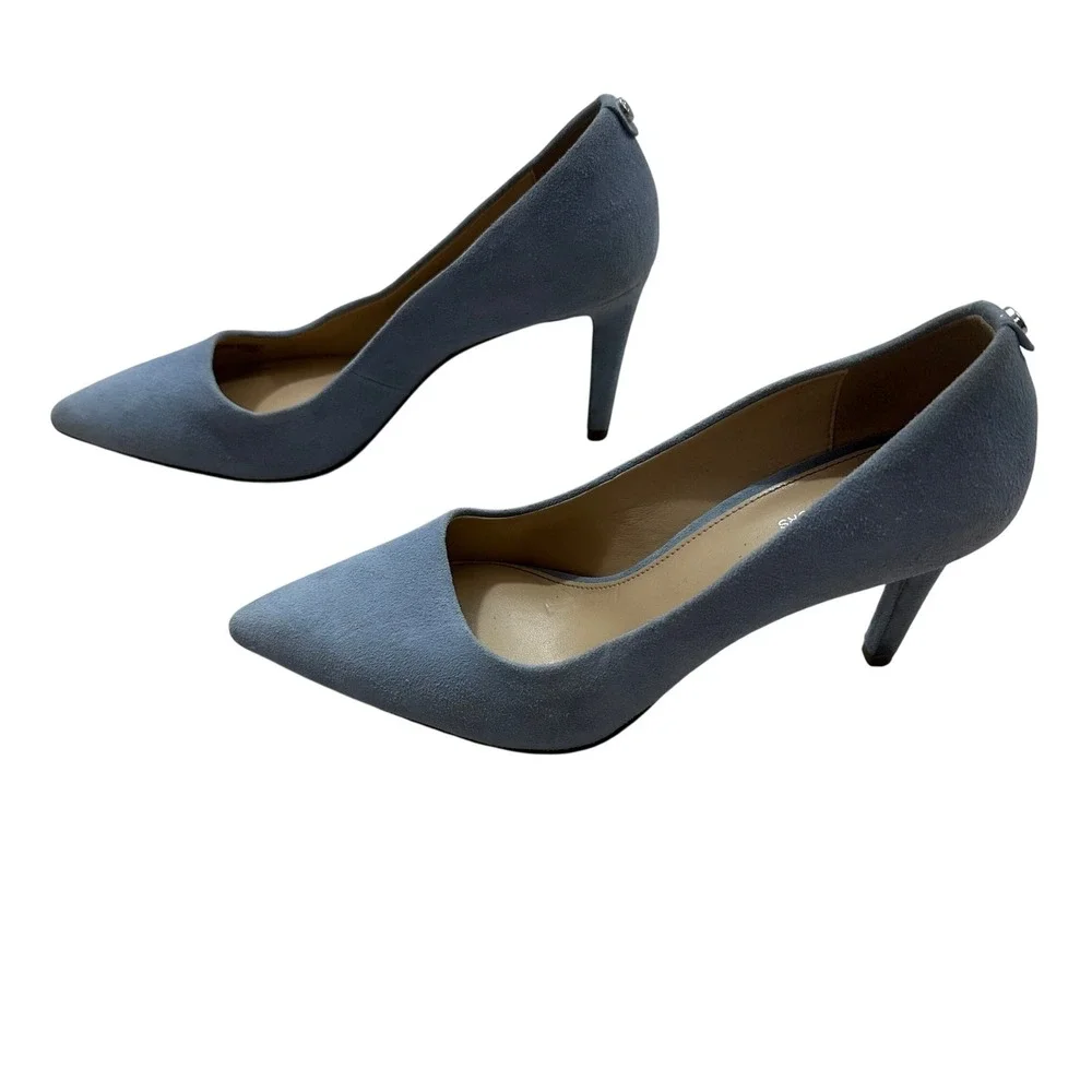 Michael Kors Dorothy Flex Pumps Light Blue Suede Pointed Toe Heels Womens 6.5M